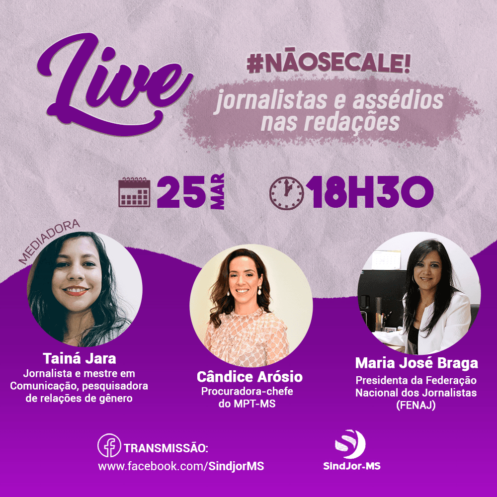 Sindjor-MS promove live sobre assédio nas redações