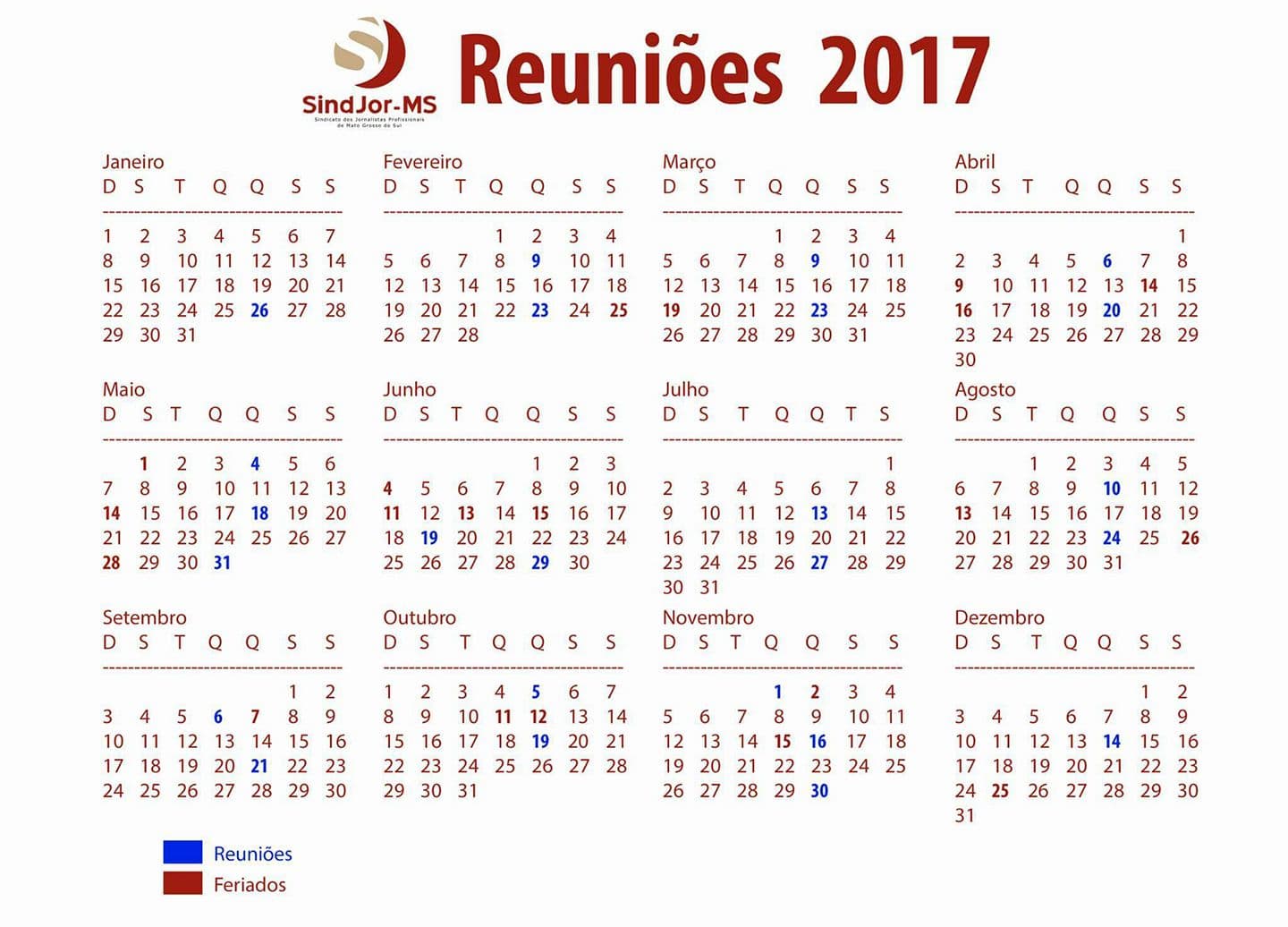 Calendário de Reuniões 2017