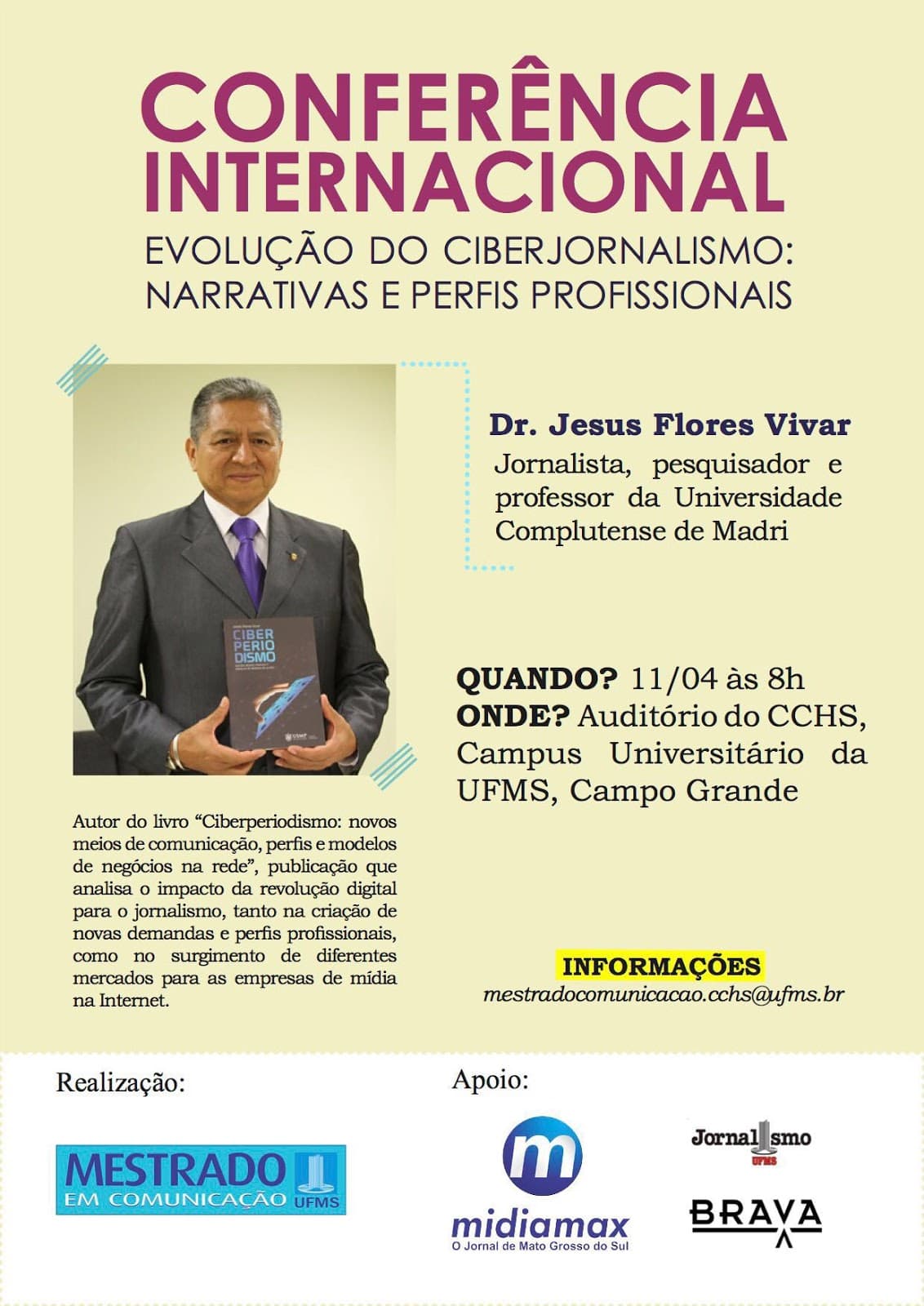 Conferência internacional traz jornalista e pesquisador espanhol a Campo Grande